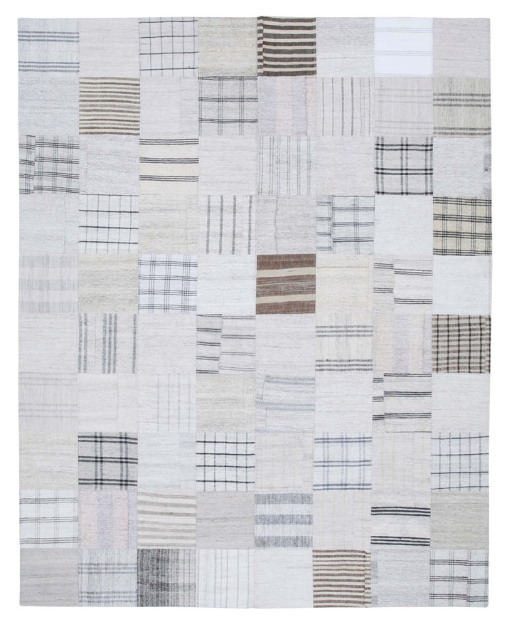 8x10 White Kilim Patchwork Rug - 30540