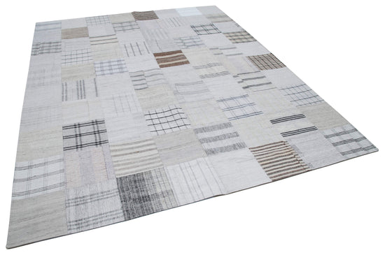 8x10 White Kilim Patchwork Rug - 30540
