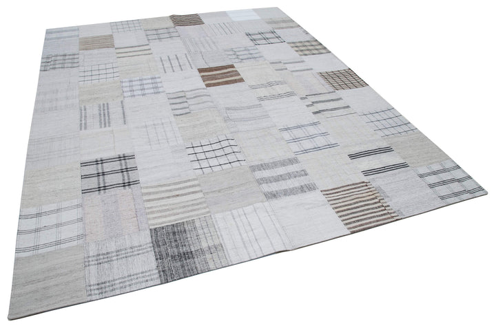 8x10 White Kilim Patchwork Rug - 30540