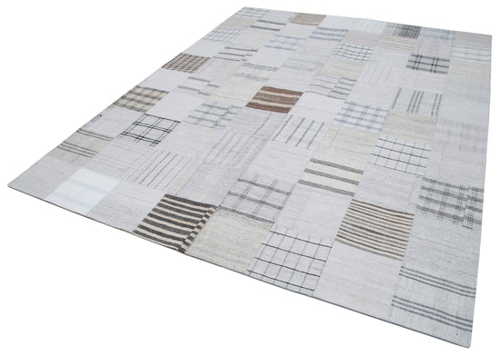 8x10 White Kilim Patchwork Rug - 30540