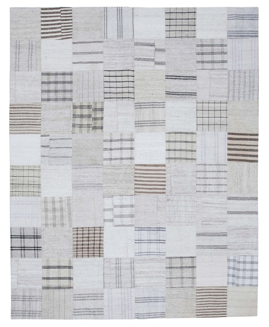 8x10 White Kilim Patchwork Rug - 30541