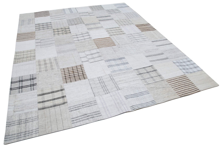 8x10 White Kilim Patchwork Rug - 30541