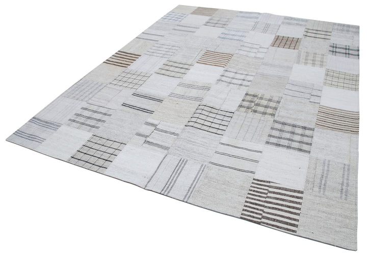 8x10 White Kilim Patchwork Rug - 30541