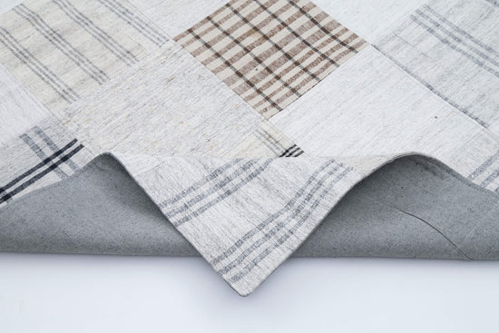 8x10 White Kilim Patchwork Rug - 30541