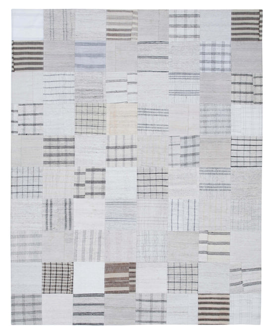 8x10 White Kilim Patchwork Rug - 30542