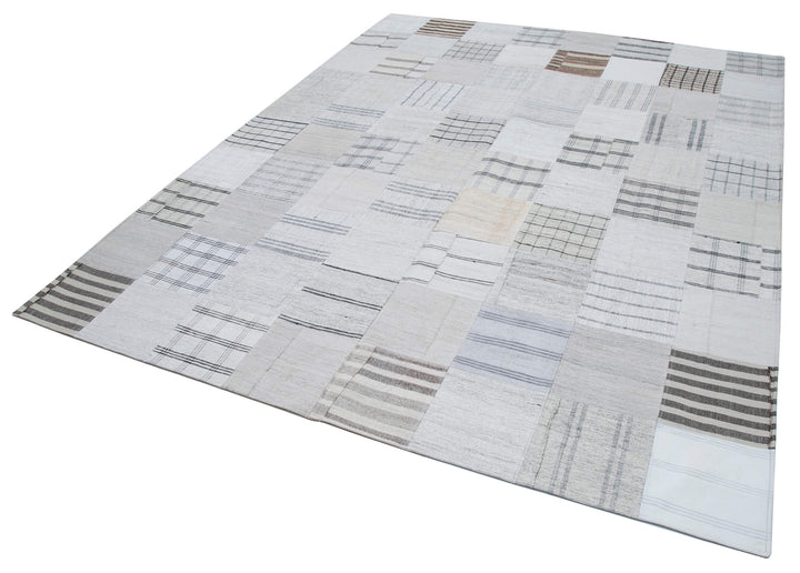 8x10 White Kilim Patchwork Rug - 30542