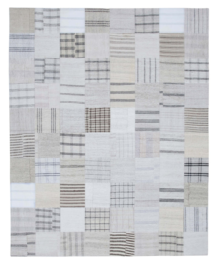 8x10 White Kilim Patchwork Rug - 30543