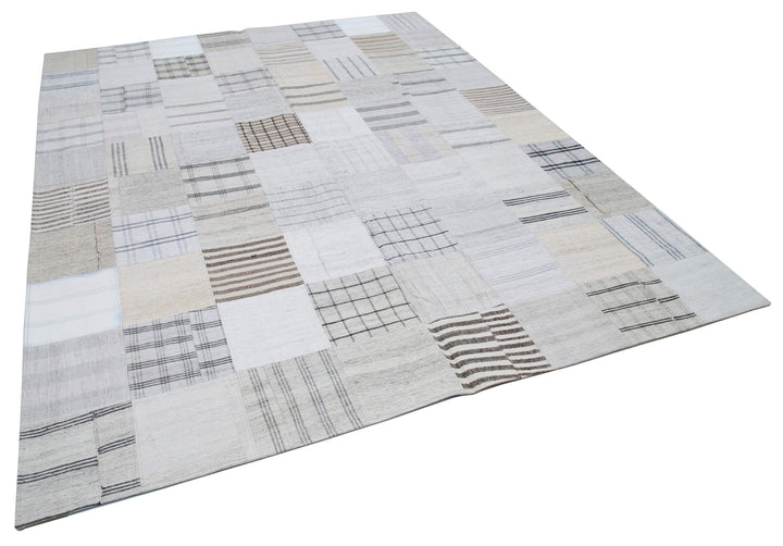 8x10 White Kilim Patchwork Rug - 30543