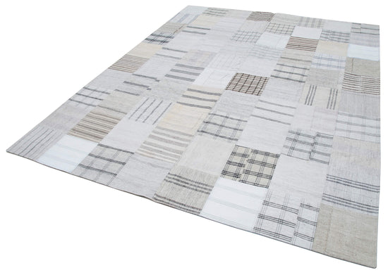 8x10 White Kilim Patchwork Rug - 30543