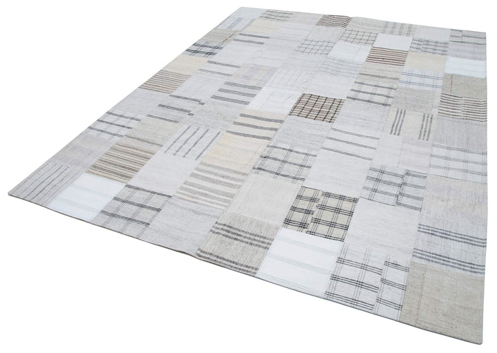 8x10 White Kilim Patchwork Rug - 30543