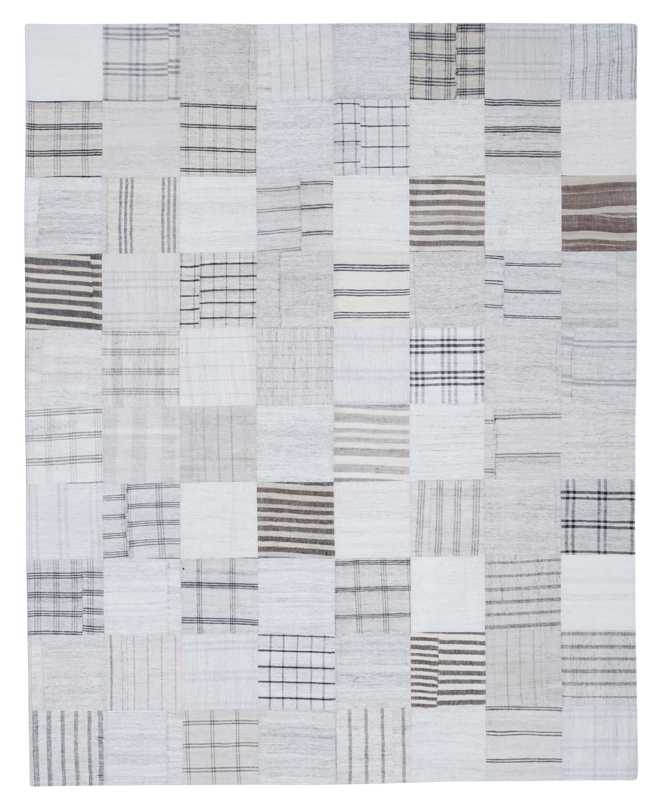 8x10 White Kilim Patchwork Rug - 30544