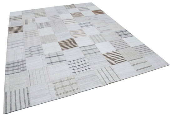 8x10 White Kilim Patchwork Rug - 30544