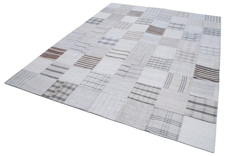 8x10 White Kilim Patchwork Rug - 30544