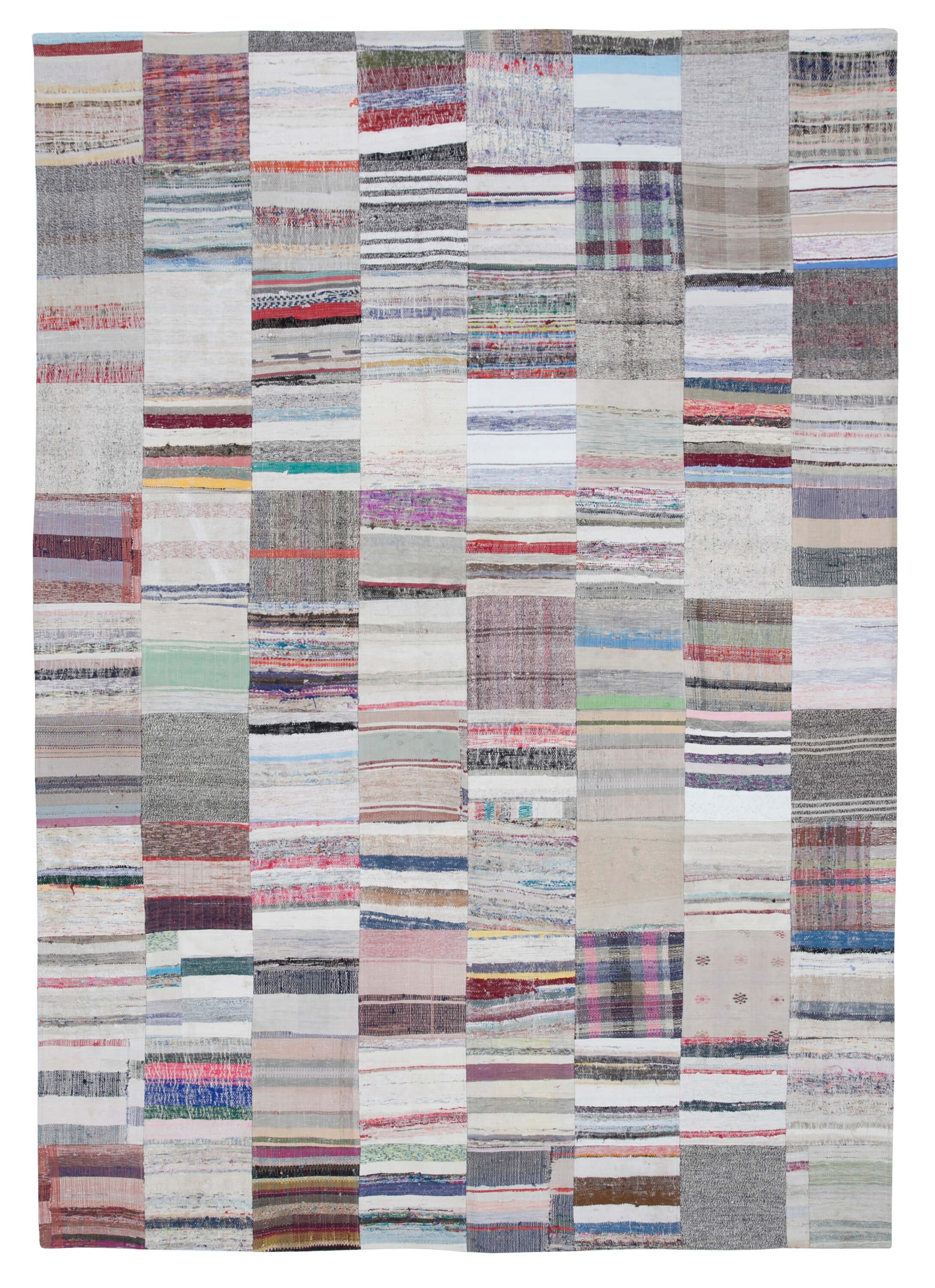8x11 White Kilim Patchwork Rug - 30551
