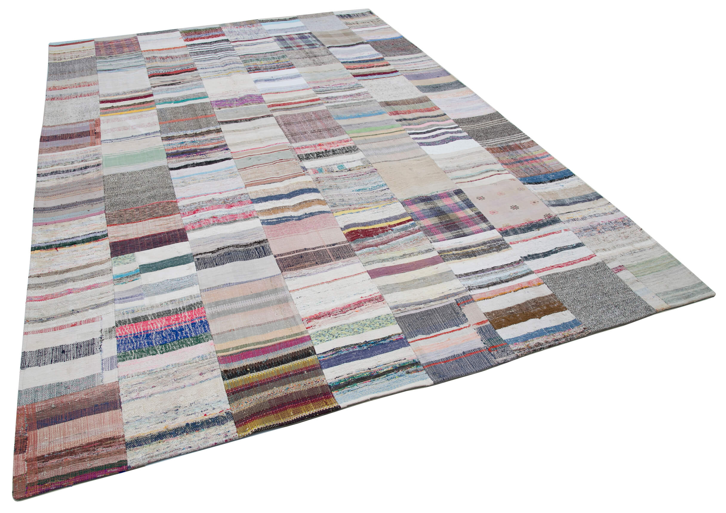 8x11 White Kilim Patchwork Rug - 30551