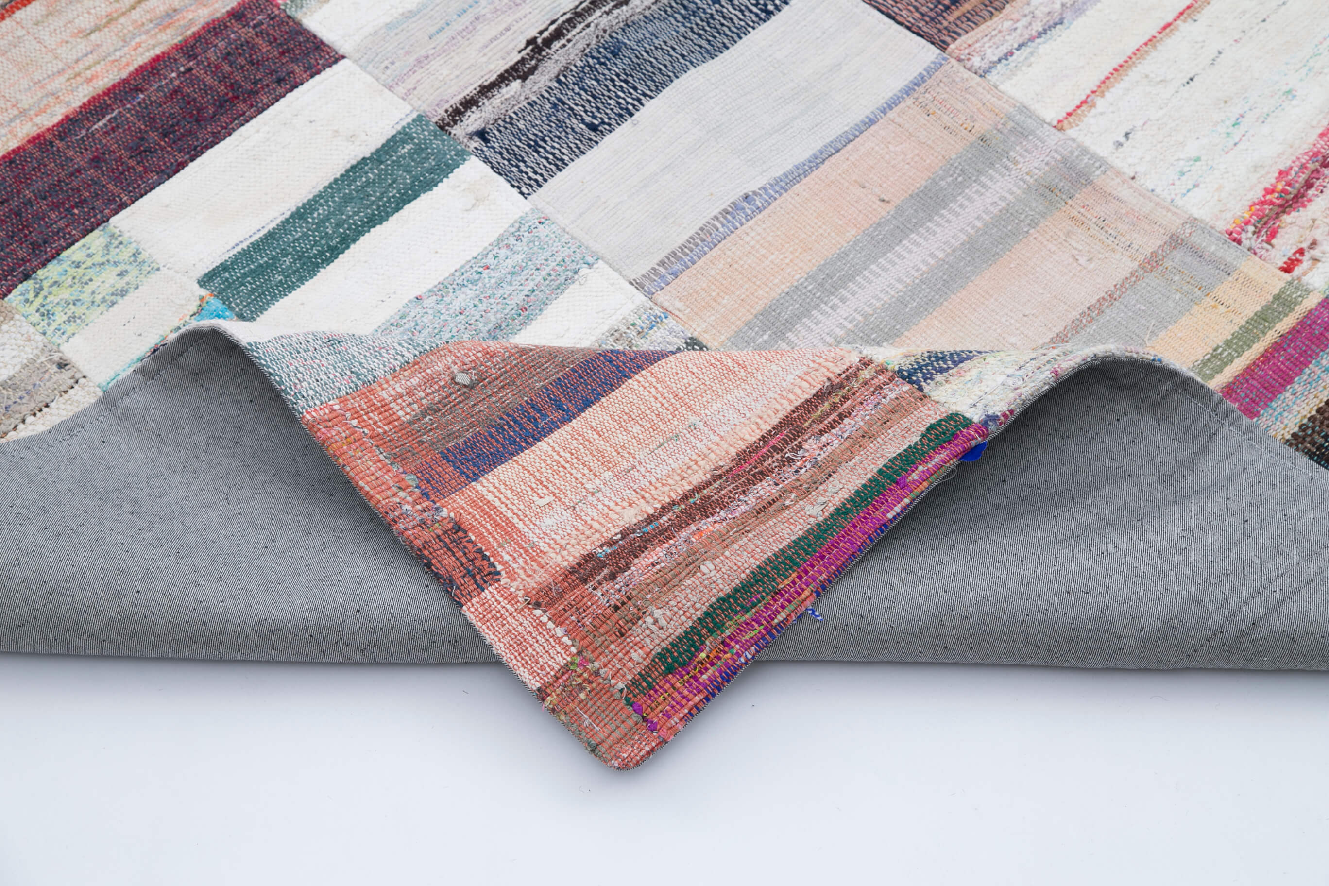 8x11 White Kilim Patchwork Rug - 30551