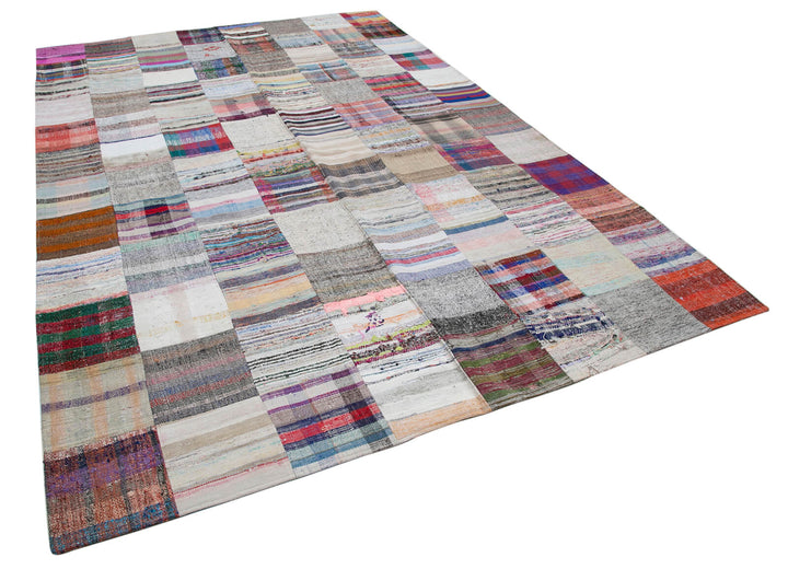 8x12 White Kilim Patchwork Rug - 30566
