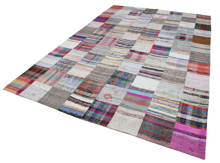 8x12 White Kilim Patchwork Rug - 30566