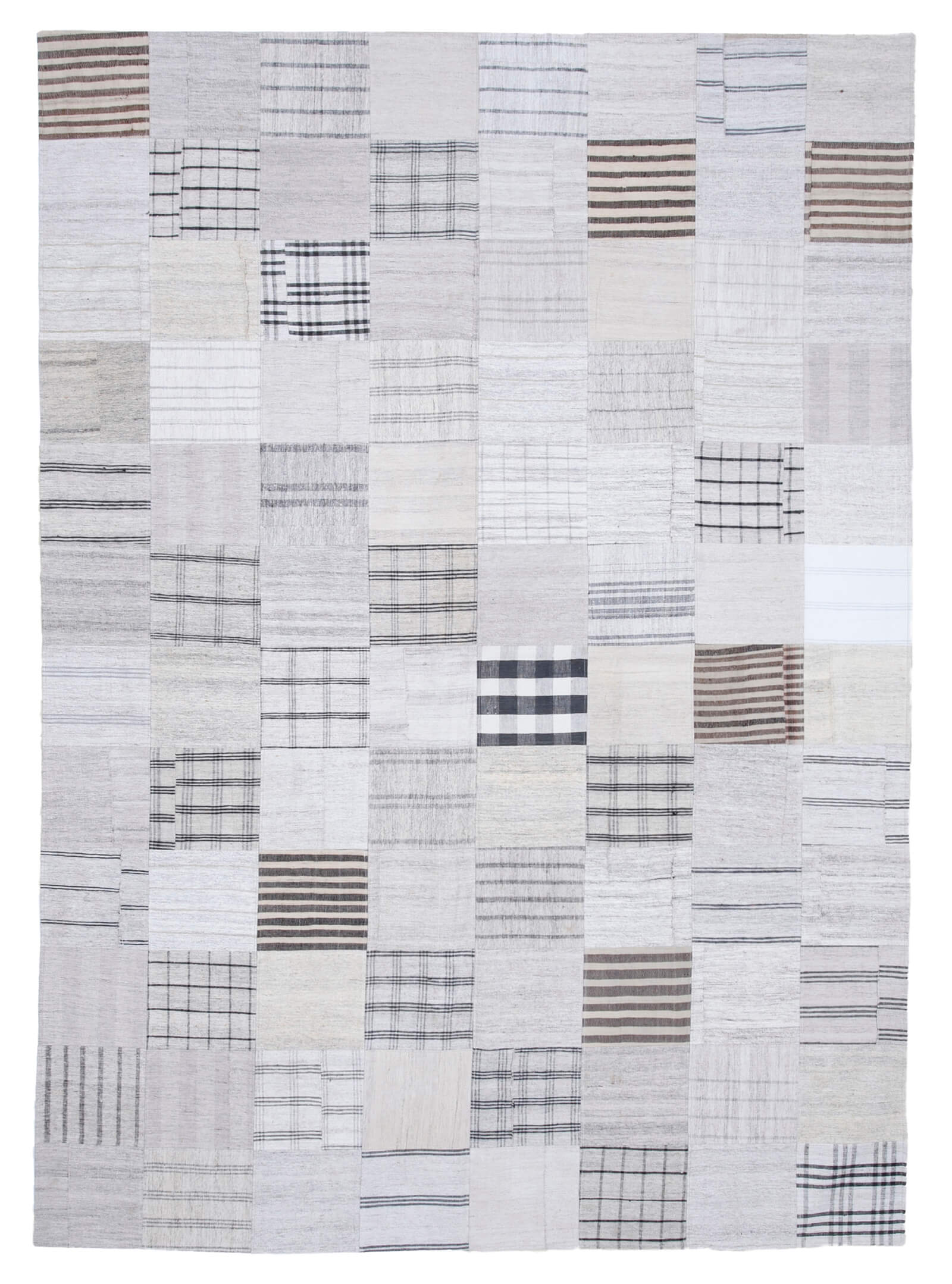 8x11 White Kilim Patchwork Rug - 30569