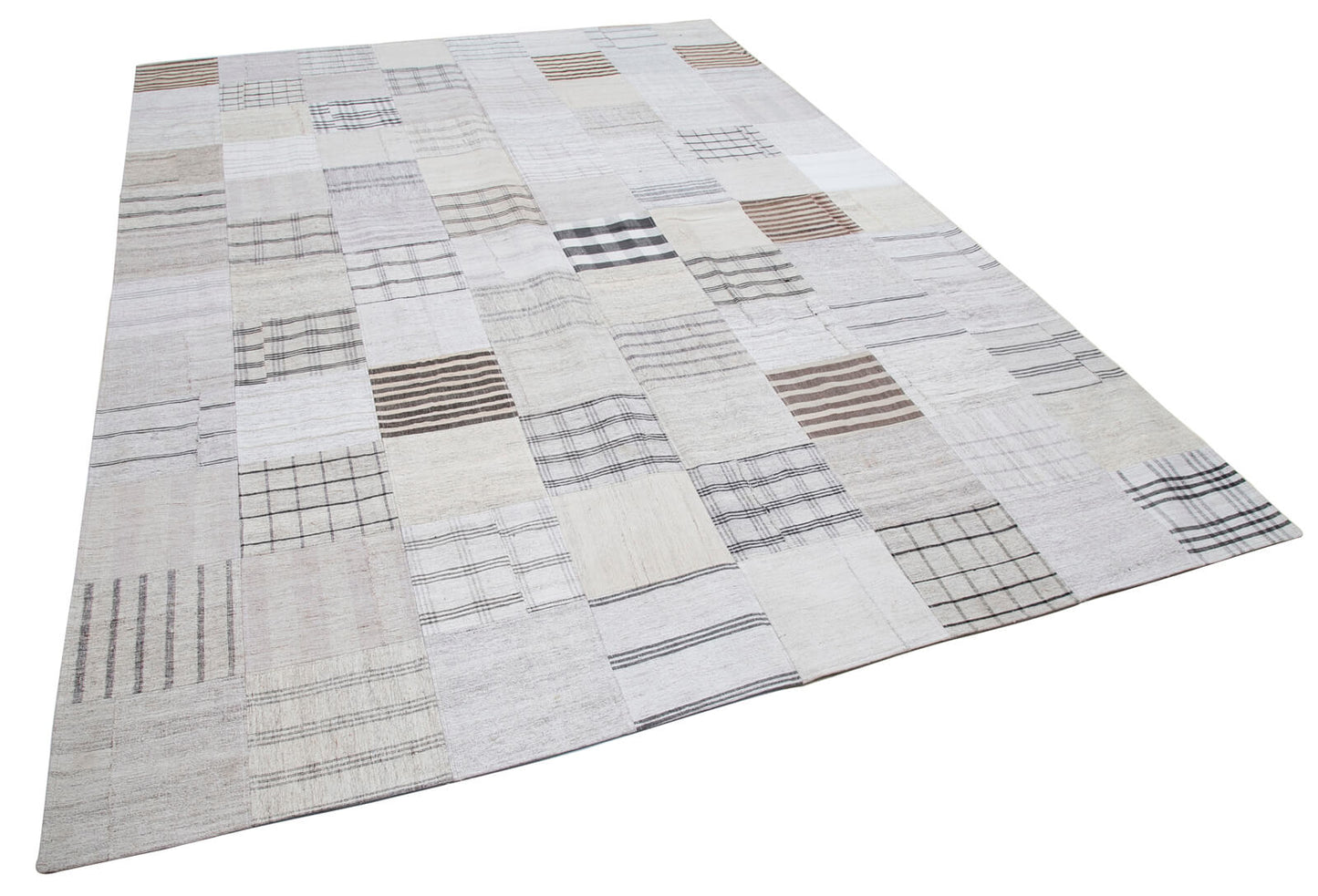 8x11 White Kilim Patchwork Rug - 30569