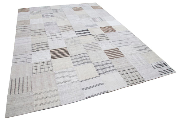 8x11 White Kilim Patchwork Rug - 30569