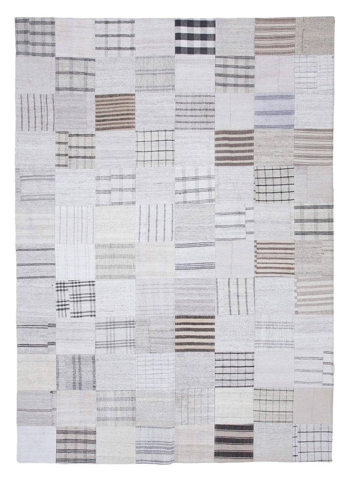 8x11 White Kilim Patchwork Rug - 30570