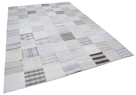 8x11 White Kilim Patchwork Rug - 30570