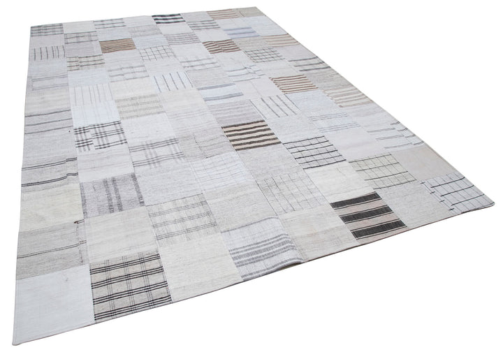 8x11 White Kilim Patchwork Rug - 30570
