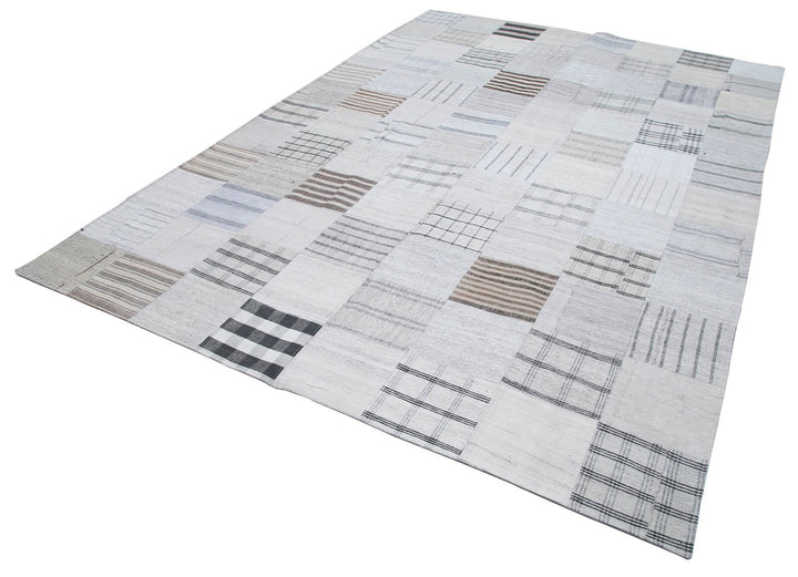 8x11 White Kilim Patchwork Rug - 30570