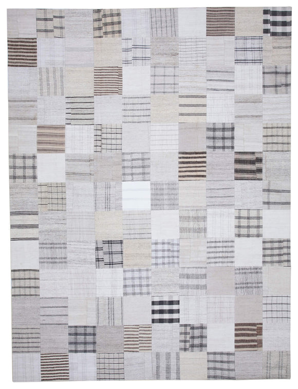 10x13 White Kilim Patchwork Rug - 30572