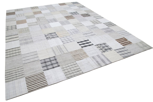10x13 White Kilim Patchwork Rug - 30572