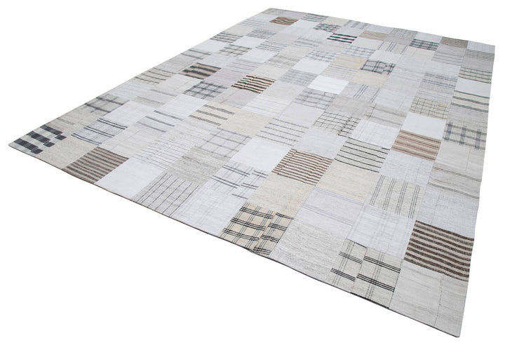 10x13 White Kilim Patchwork Rug - 30572