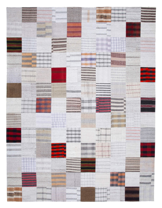 10x13 White Kilim Patchwork Rug - 30581