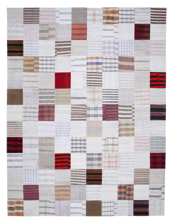 10x13 White Kilim Patchwork Rug - 30581