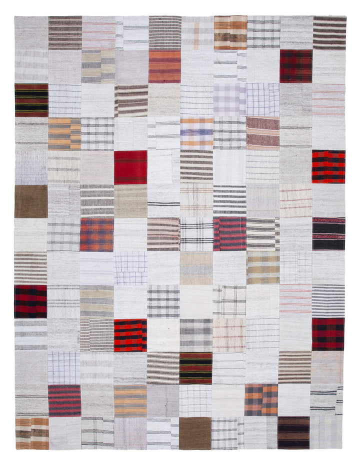 10x13 White Kilim Patchwork Rug - 30581