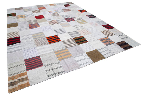10x13 White Kilim Patchwork Rug - 30581