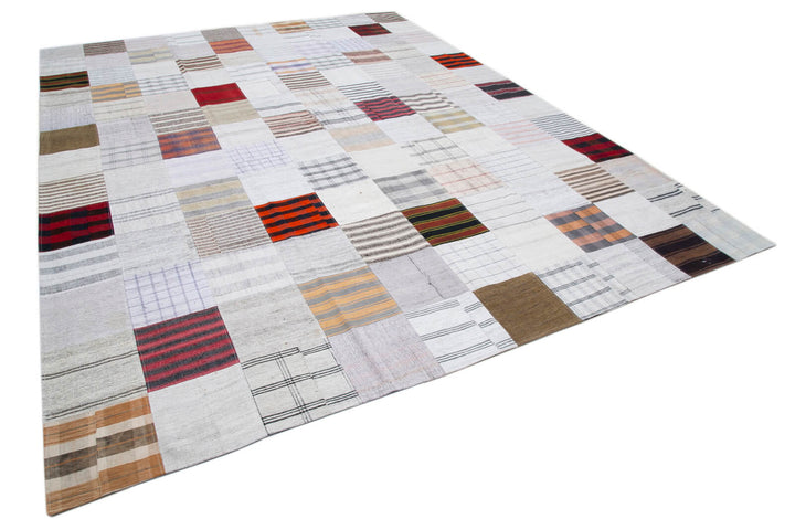 10x13 White Kilim Patchwork Rug - 30581