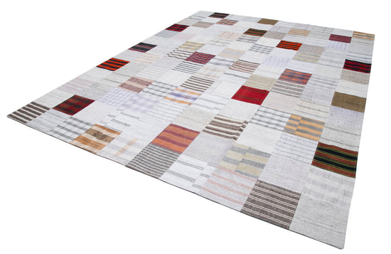 10x13 White Kilim Patchwork Rug - 30581
