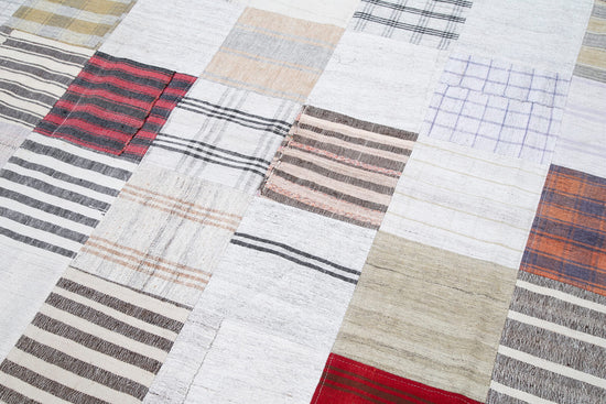 10x13 White Kilim Patchwork Rug - 30581