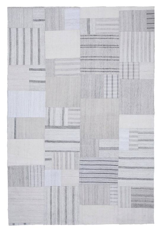 7x10 Beige Kilim Patchwork Rug - 30591