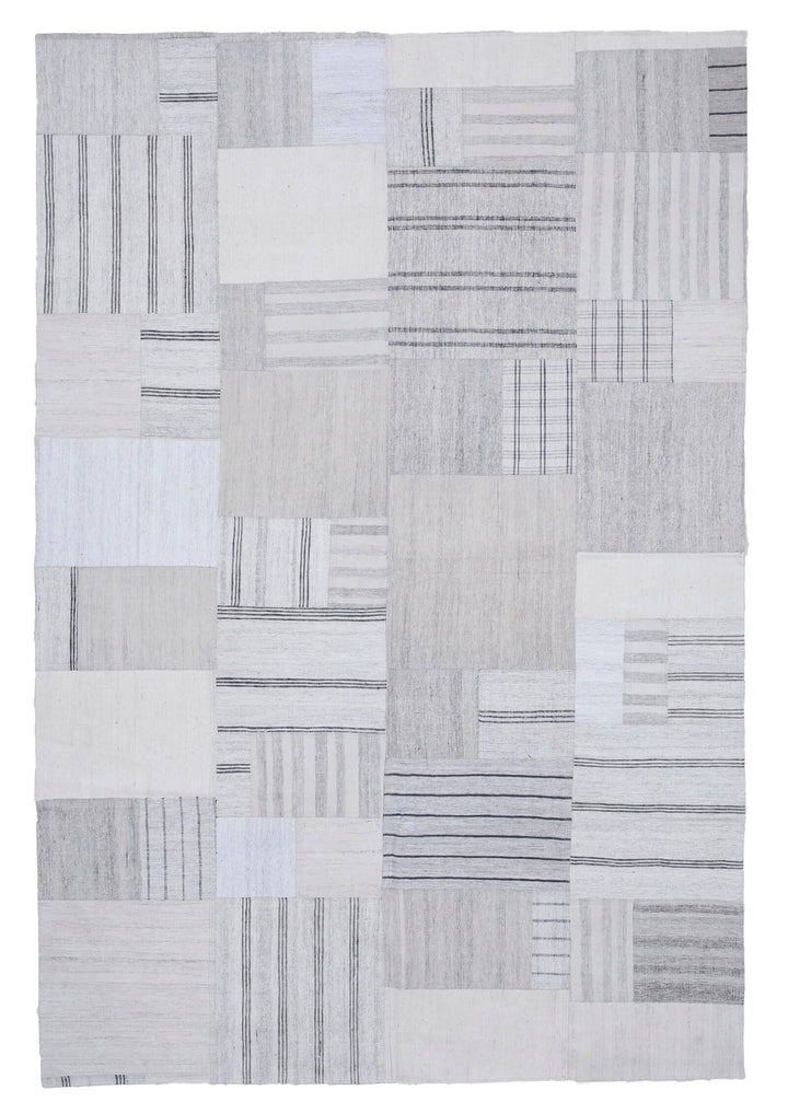 7x10 Beige Kilim Patchwork Rug - 30591