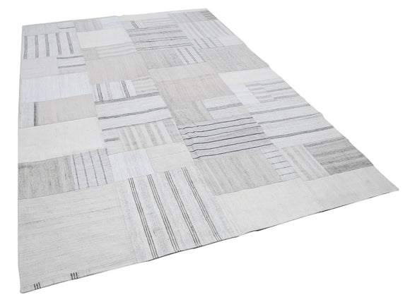 7x10 Beige Kilim Patchwork Rug - 30591