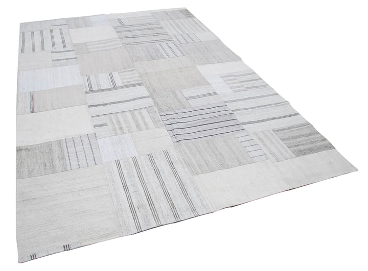 7x10 Beige Kilim Patchwork Rug - 30591
