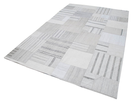 7x10 Beige Kilim Patchwork Rug - 30591