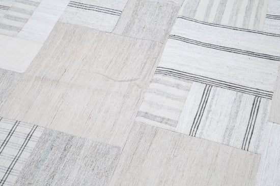 7x10 Beige Kilim Patchwork Rug - 30591