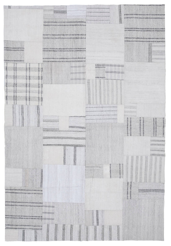 7x10 Beige Kilim Patchwork Rug - 30592