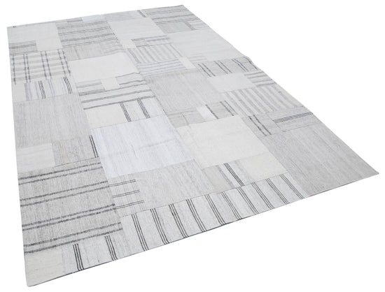 7x10 Beige Kilim Patchwork Rug - 30592