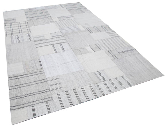 7x10 Beige Kilim Patchwork Rug - 30592