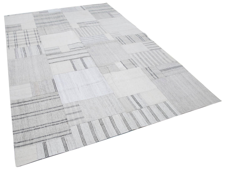 7x10 Beige Kilim Patchwork Rug - 30592
