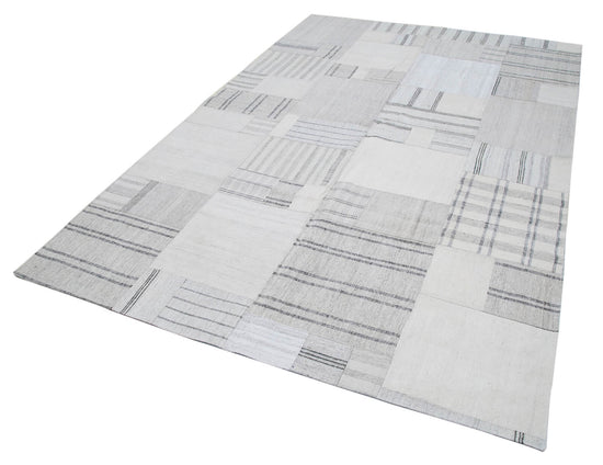 7x10 Beige Kilim Patchwork Rug - 30592